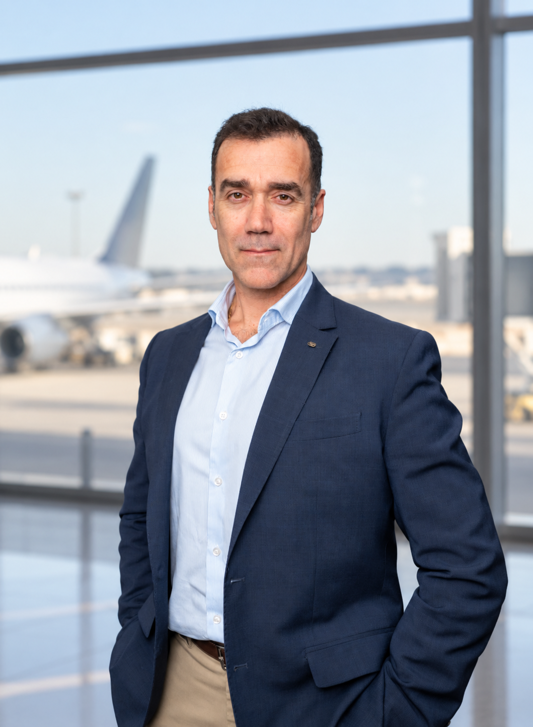 Manolis Karachalios at an airport